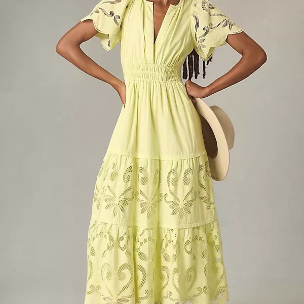Anthropologie somerset maxi cutwork edition in green size L